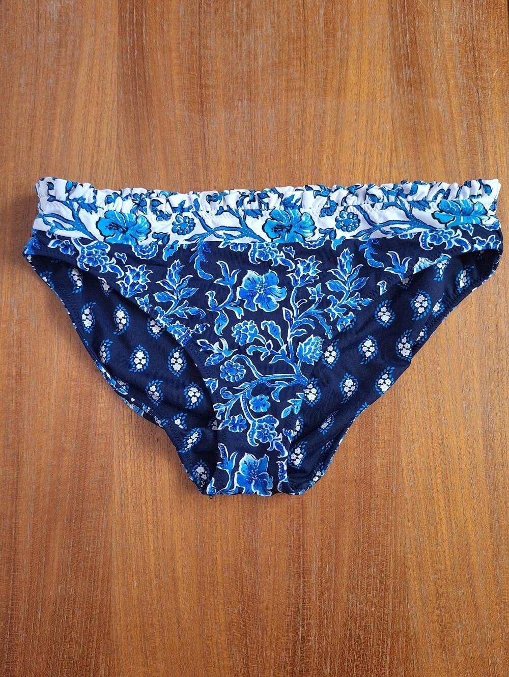 Tommy Bahama Reversible Bikini Bottom Woodblock Hipster Navy Floral Greek XS